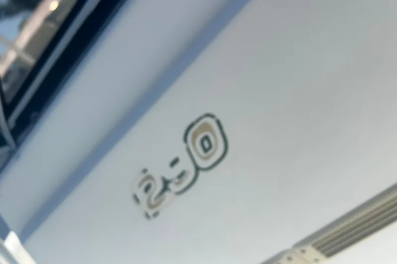 Slide: The Image of Close-up of Shamrock 290 Walkaround boat logo, 2000 model. - 31