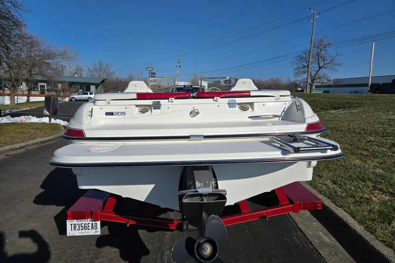 Slide: The Image of 2007 Glastron GT 205 Ski & Fish boat on trailer, rear view. - 2