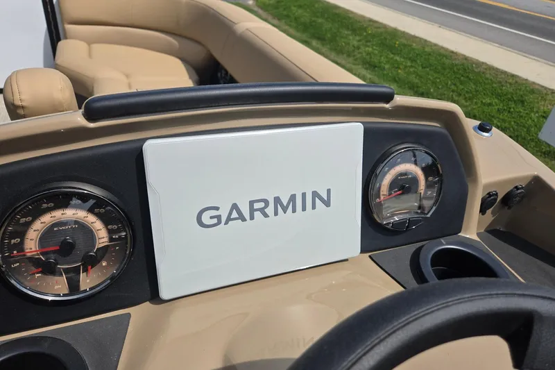 Slide: The Image of Dashboard of 2026 Evotti 523QL boat with Garmin navigation system. - 17