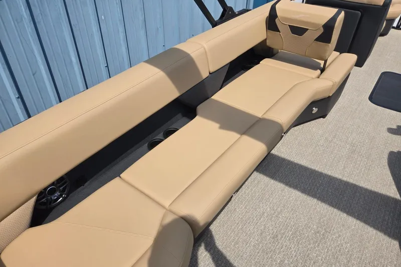 Slide: The Image of Luxurious beige seating on 2026 Evotti 523QL boat, featuring sleek design and comfort. - 28