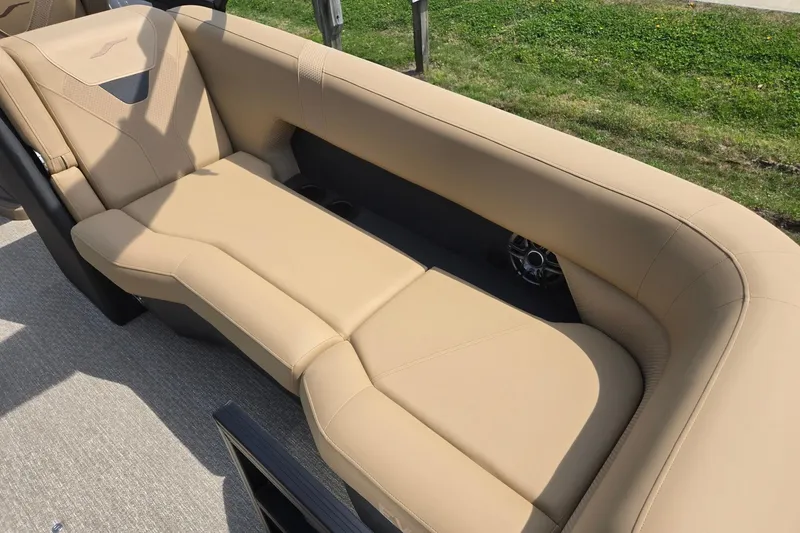 Slide: The Image of Luxurious beige seating in 2026 Evotti 523QL boat, featuring sleek design and comfort. - 29