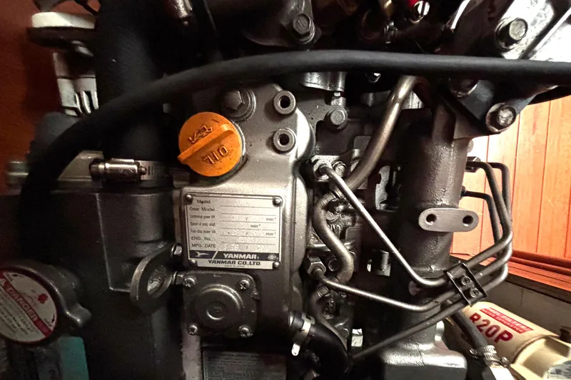 Slide: The Image of Close-up of a Yanmar engine in a 2011 Hunter 39 sailboat. - 25