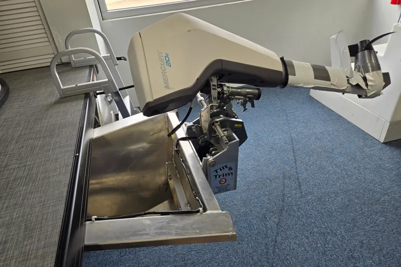 Slide: The Image of 2026 Princecraft Brio 17 Electric boat with Mercury 20e motor, featuring tilt and trim. - 7