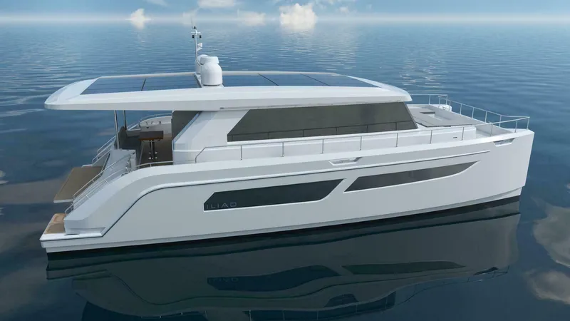 Slide: The Image of Luxury ILIAD 53E yacht on calm ocean waters, 2026 model. - 3