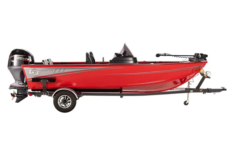 Slide: The Image of Manufacturer Provided Image: 2026 G3 Angler V178 C boat in vibrant red on a trailer. - 12