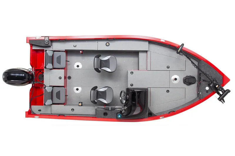 Slide: The Image of Manufacturer Provided Image: 2026 G3 Angler V178 C fishing boat, top view, red exterior, dual seating, outboard motor. - 13