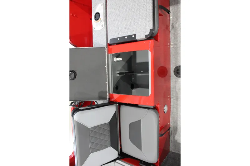 Slide: The Image of 2026 G3 Angler V178 C boat interior with storage compartments and seating. - 15