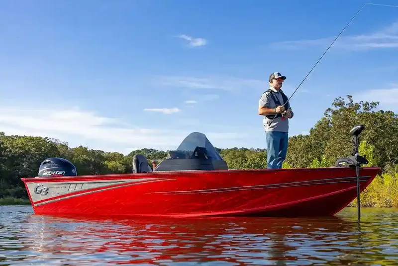 Slide: The Image of Manufacturer Provided Image: 2026 G3 Angler V178 C boat with person fishing on calm water. - 8