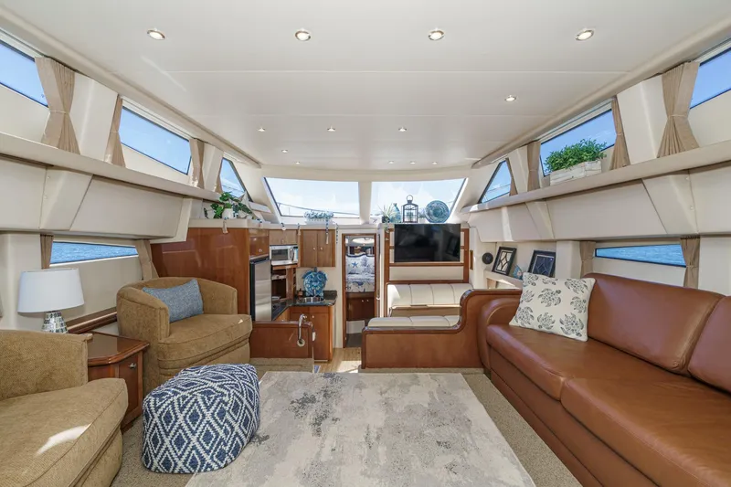 Slide: The Image of Luxurious interior of 2007 Carver 43 Motor Yacht with elegant seating and decor. - 29