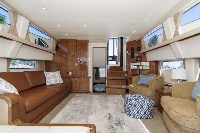 Slide: The Image of Luxurious interior of 2007 Carver 43 Motor Yacht with elegant seating and modern decor. - 30