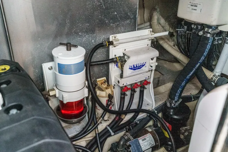 Slide: The Image of Engine room of 2007 Carver 43 Motor Yacht with Reverso oil change system. - 62