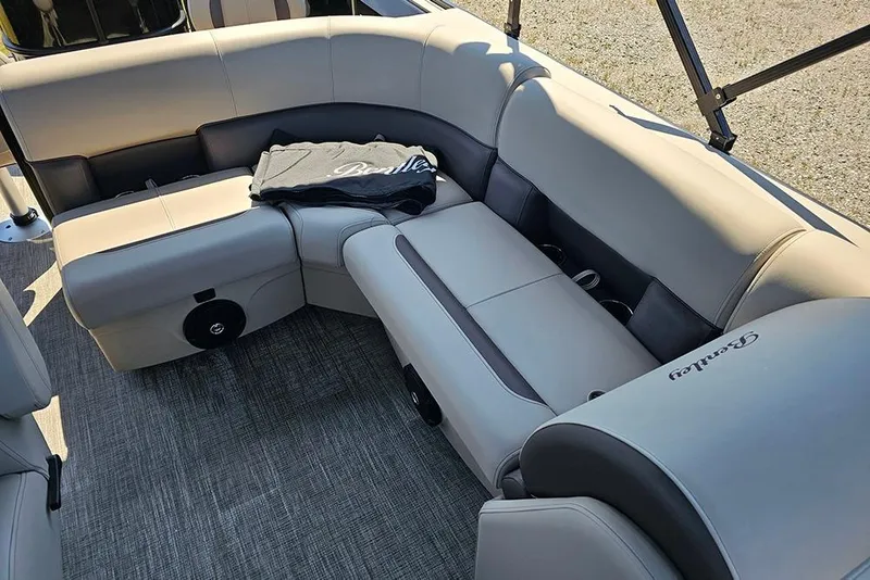 Slide: The Image of Luxurious seating on 2026 Bentley Pontoons Fish 240 4-Point, featuring plush upholstery and spacious design. - 16