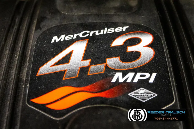 Slide: The Image of MerCruiser 4.3 MPI engine label on 2003 Sea Ray 200 Bow Rider boat. - 23