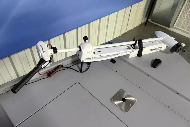 Slide: The Image of Minn Kota trolling motor on 2026 Tracker Bass Tracker Classic CC boat deck. - 7