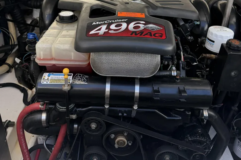 Slide: The Image of MerCruiser 496 MAG engine in a 2001 Formula 330 Sun Sport boat. - 16