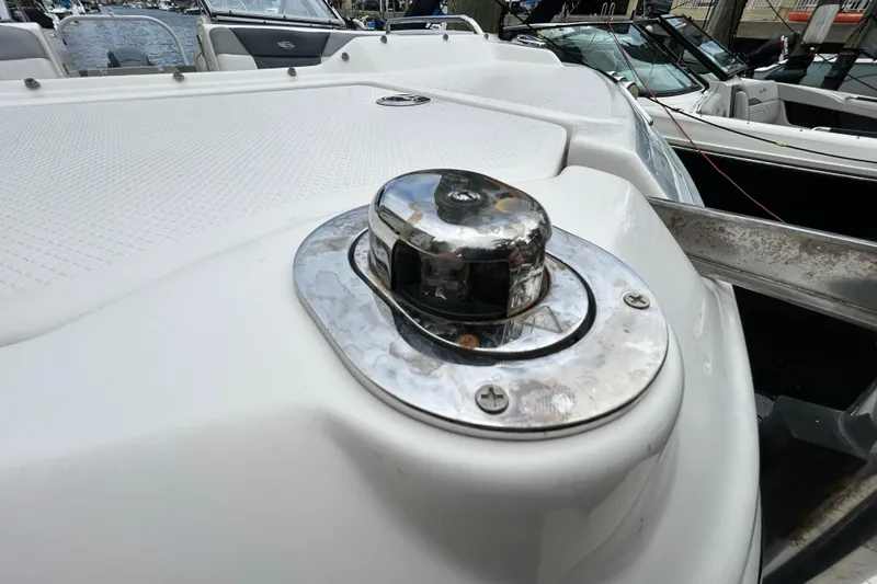 Slide: The Image of Bow deck of 2020 Chaparral 230 Suncoast boat with hatch and fittings. - 110