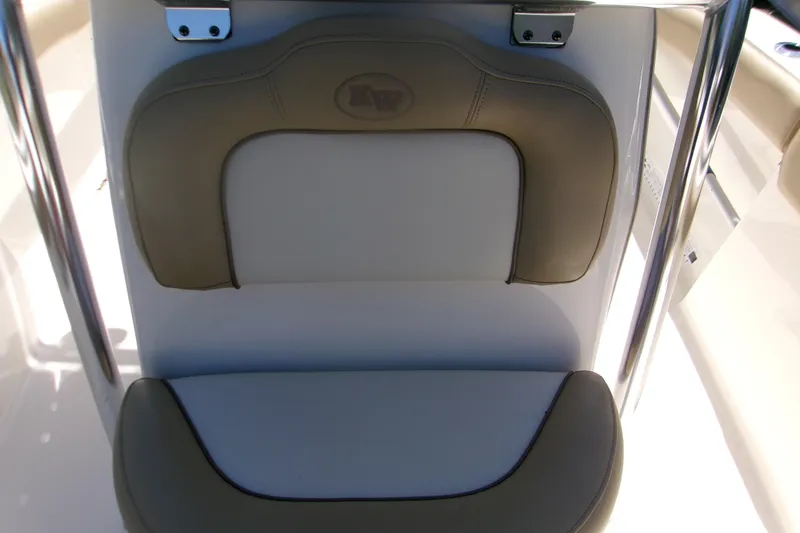 Slide: The Image of 2020 Key West 203 FS boat seat with beige and white upholstery. - 10