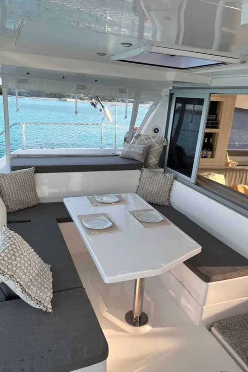 Slide: The Image of Interior of a 2018 Leopard 40 yacht with dining area. - 13