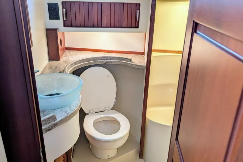Slide: The Image of Bathroom interior of 1999 Island Packet 349 yacht with modern fixtures. - 15