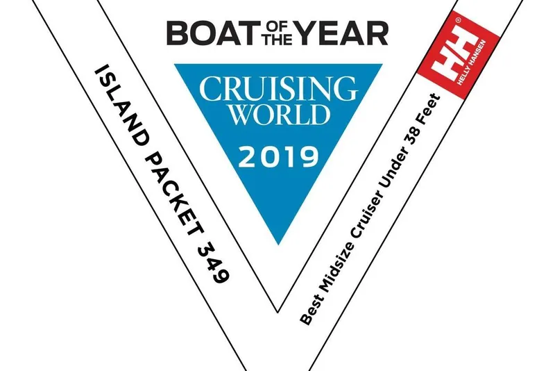Slide: The Image of Award badge for Island Packet 349, 2019 Cruising World Boat of the Year. - 18