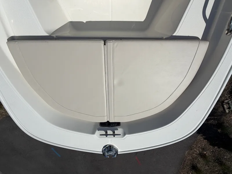Slide: The Image of 2024 Boston Whaler 150 Montauk boat seat close-up. - 13