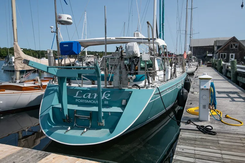 Slide: The Image of Turquoise Kanter Bougainvillea 62 yacht docked at marina, Portsmouth, RI, 2001 model. - 3
