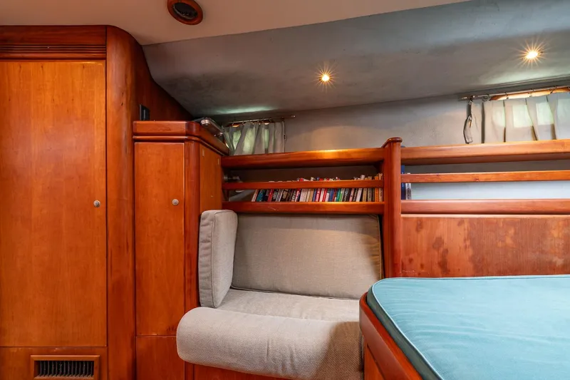 Slide: The Image of Cozy cabin interior of 2001 Kanter Bougainvillea 62 yacht with wooden furnishings. - 32