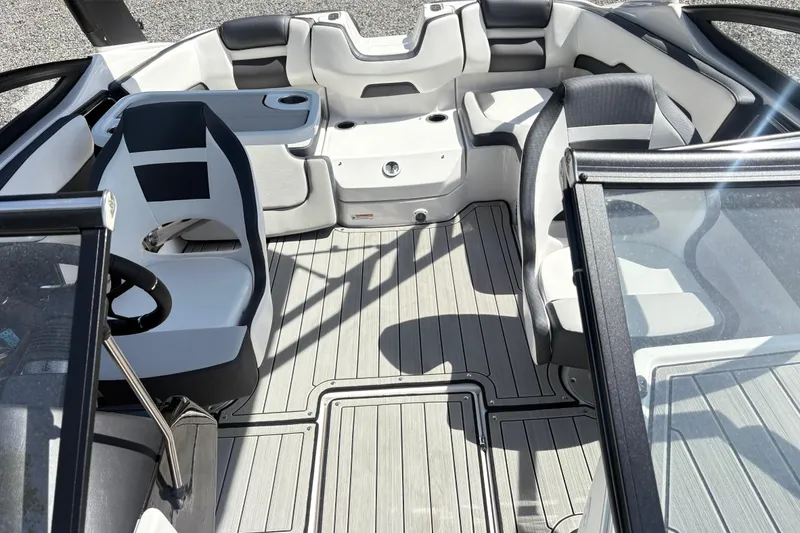 Slide: The Image of 2024 Yamaha Boats 195S interior with sleek seating and modern design. - 12