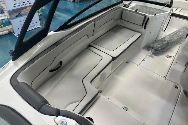 Slide: The Image of 2025 Yamaha Boats AR190 interior with sleek seating and modern design. - 9