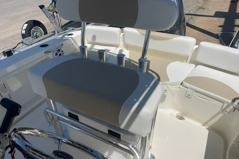 Slide: The Image of 2026 Bulls Bay 200 Center Console boat interior with seating and steering wheel. - 7