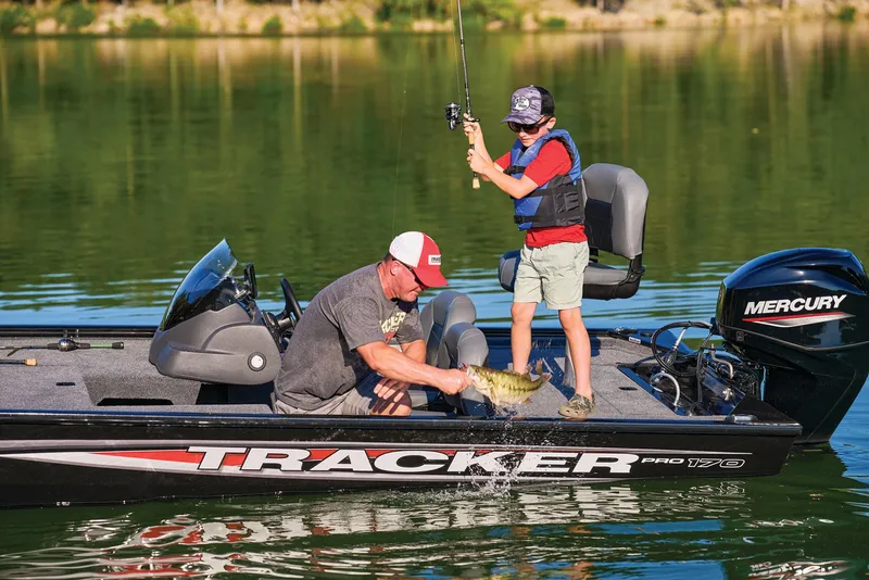 Slide: The Image of Fishing on a Tracker Pro 170 boat, 2025 model. - 38