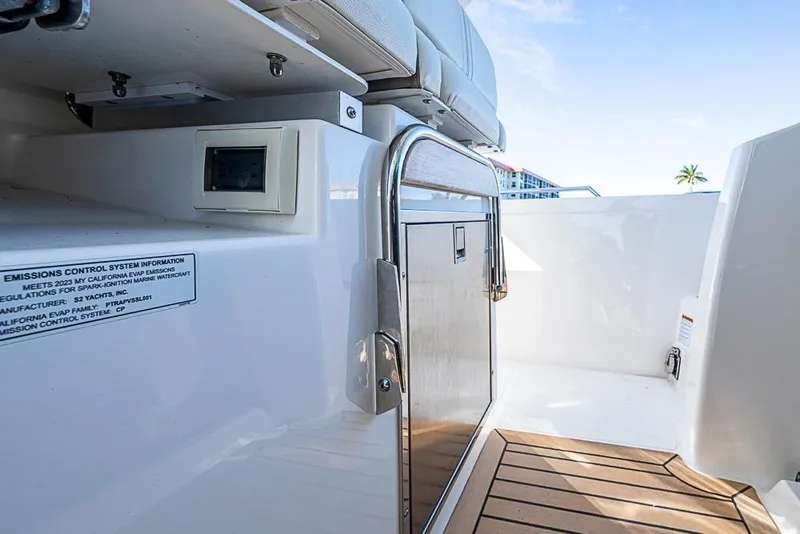 Slide: The Image of 2023 Tiara Sport 34 LS boat interior with sleek design and modern features. - 43