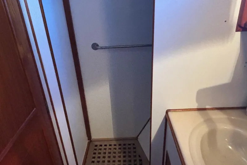 Slide: The Image of Shower area in 1989 Grand Banks 46 Classic yacht bathroom. - 125