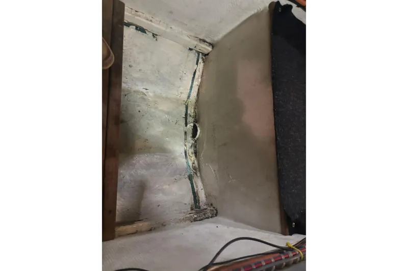 Slide: The Image of Interior view of 1989 Grand Banks 46 Classic boat, showing structural details. - 150