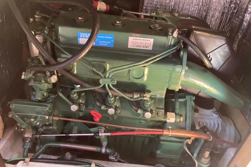 Slide: The Image of Engine compartment of a 1990 Tartan 372 with Volvo Penta 2000 diesel engine. - 30