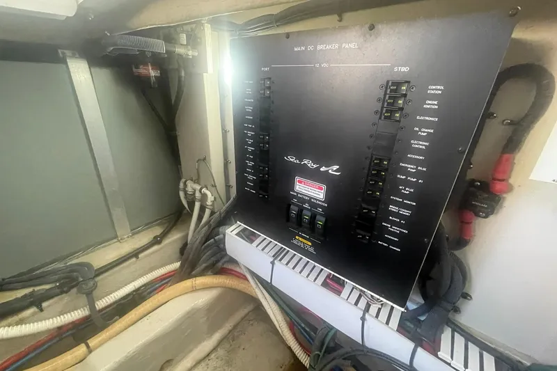 Slide: The Image of ENGINE ROOM DC MAIN RESET BREAKER PANEL & BATTERY SHUT OFF SOLENOID SWITCHES - 59