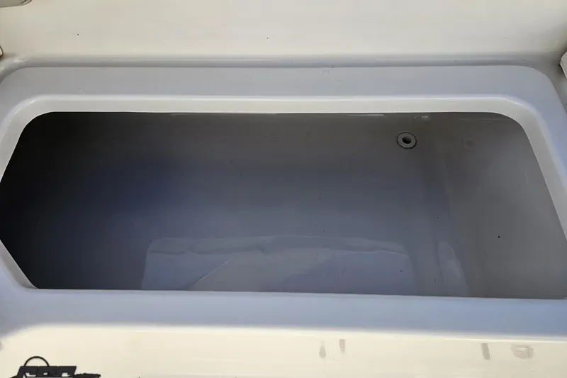 Slide: The Image of Storage compartment of a 2010 Chaparral 276 SSX boat, featuring a clean, spacious interior. - 43