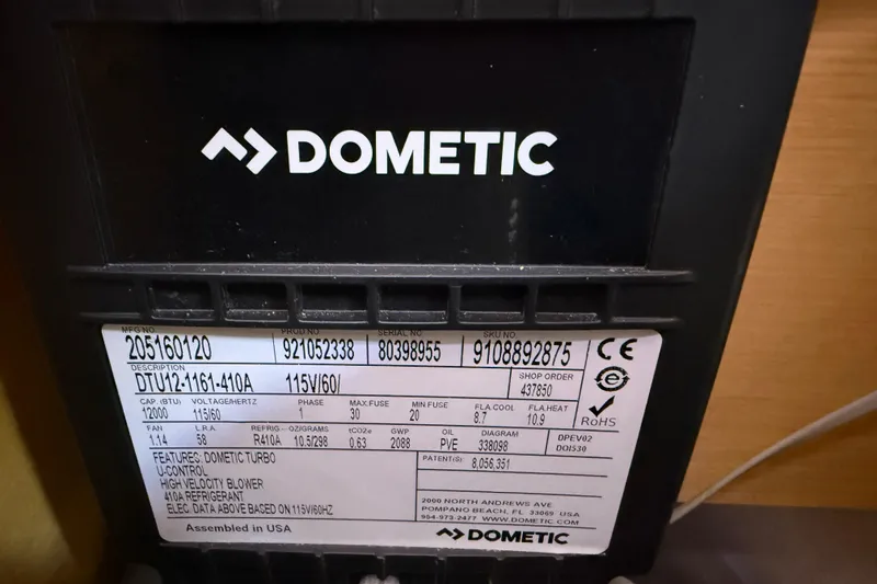 Slide: The Image of Dometic air conditioning unit label on a 2008 Beneteau First 50 yacht. - 16