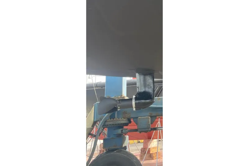 Slide: The Image of 2008 Beneteau First 50 sailboat hull and propeller in dry dock. - 42