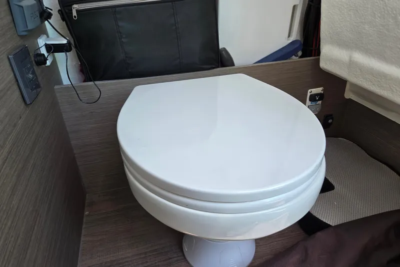 Slide: The Image of 2023 Beneteau Flyer 8 SPACEdeck boat toilet, compact and modern design. - 14