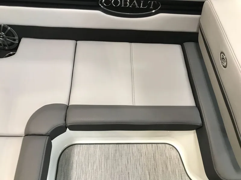Slide: The Image of Interior of 2023 Cobalt CS23 Surf with gray upholstery. - 10