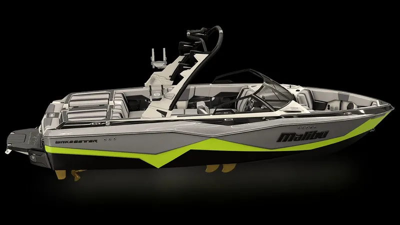 Slide: The Image of 2025 Malibu Wakesetter 22 LSV boat with sleek design. - 11