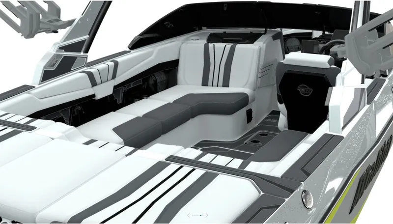 Slide: The Image of Interior of 2025 Malibu Wakesetter 22 LSV with modern seating. - 2