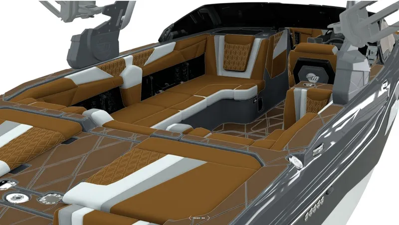 Slide: The Image of Interior of 2026 Malibu M242 with luxurious brown upholstery. - 2