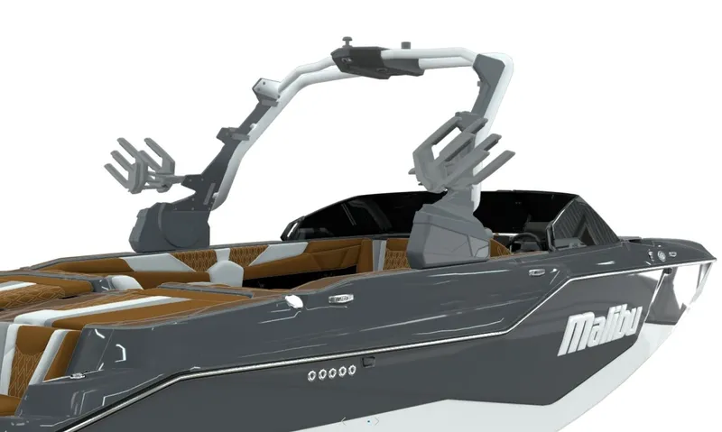 Slide: The Image of 2026 Malibu M242 boat with sleek design and luxurious interior. - 7