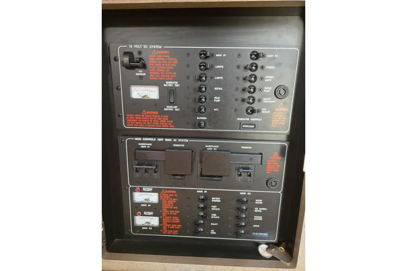 Slide: The Image of Electrical control panel of a 2007 Formula 34 Performance Cruiser boat. - 24