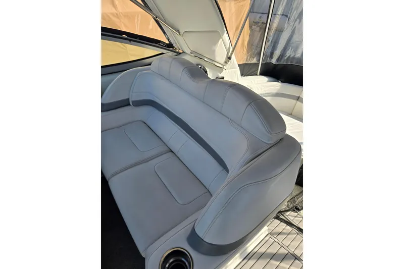 Slide: The Image of 2007 Formula 34 Performance Cruiser interior with gray leather seating. - 3