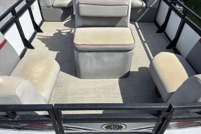 Slide: The Image of Interior of 2022 Angler Quest 26 All Sport boat with spacious seating arrangement. - 10