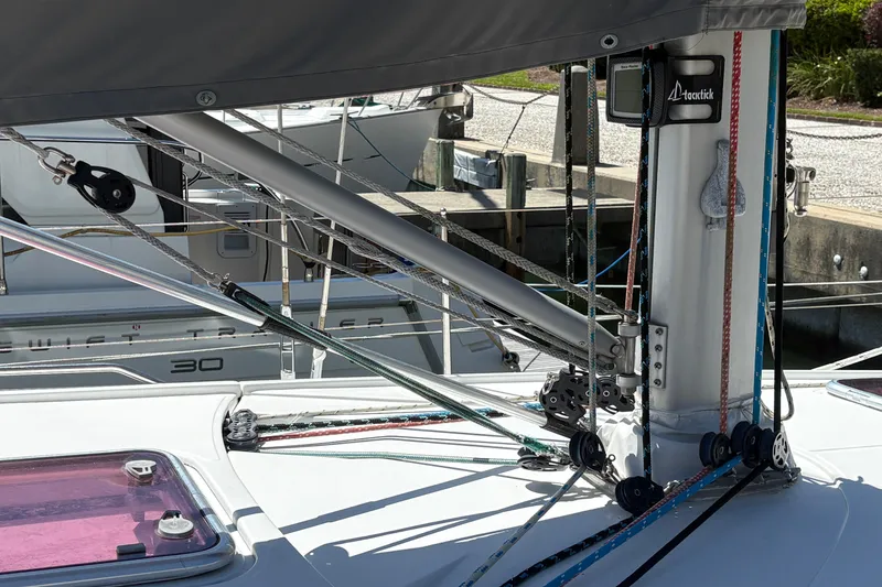 Slide: The Image of Wauquiez Centurion 40s sailboat rigging and deck details, 2008 model. - 13
