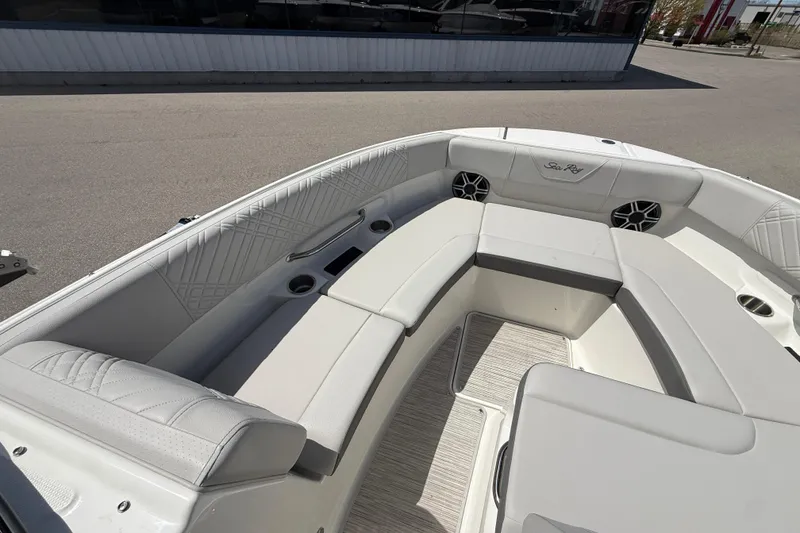 Slide: The Image of 2026 Sea Ray SDX 250 boat interior with spacious seating and modern design. - 15